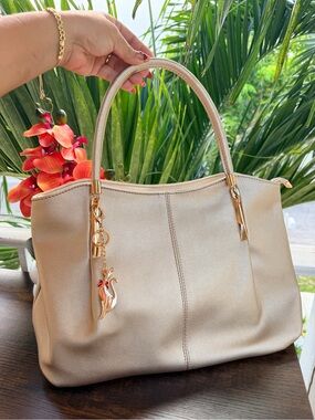 Elegant Gold Tote Handbag with Gold Accents